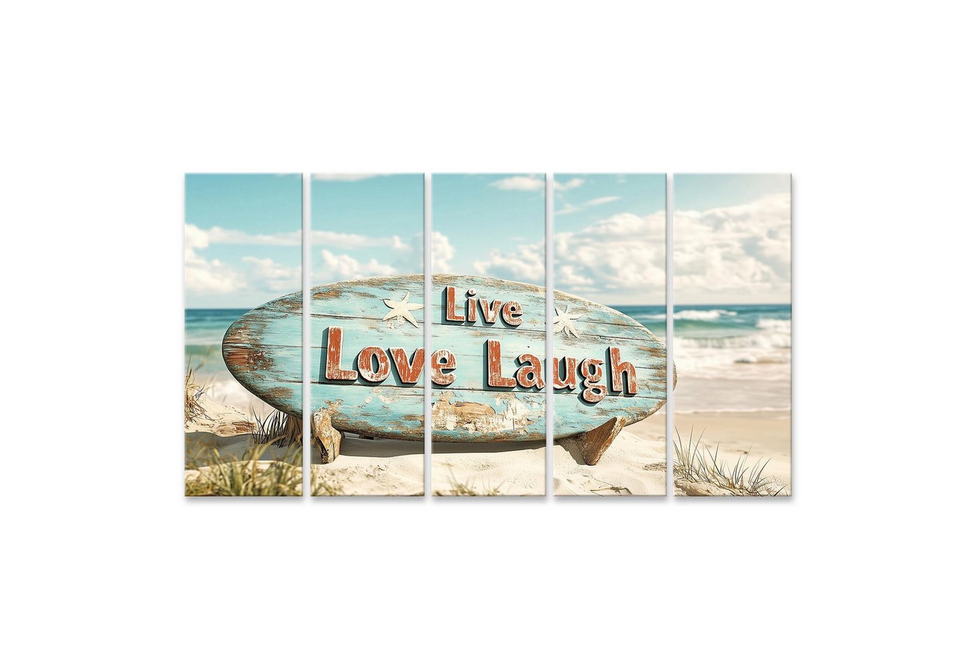 islandburner Leinwandbild Leben Lieben Lachen Schild am Strand islandburner Leinwandbild Leben Lieben Lachen Schild am Strand von islandburner