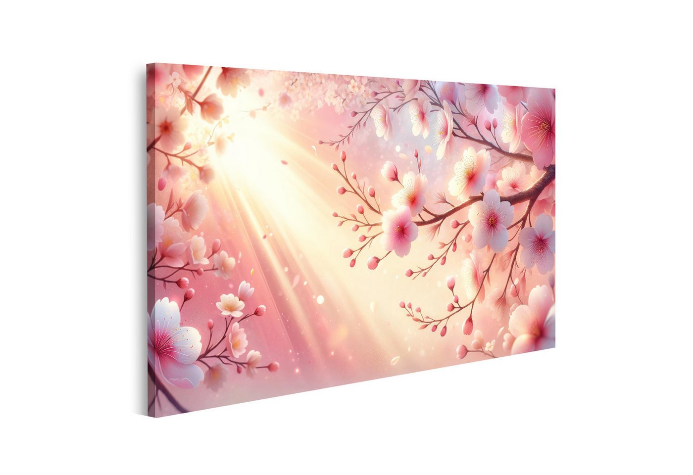 islandburner Leinwandbild Sanftes Licht durch Kirschblüten im Frühling von islandburner
