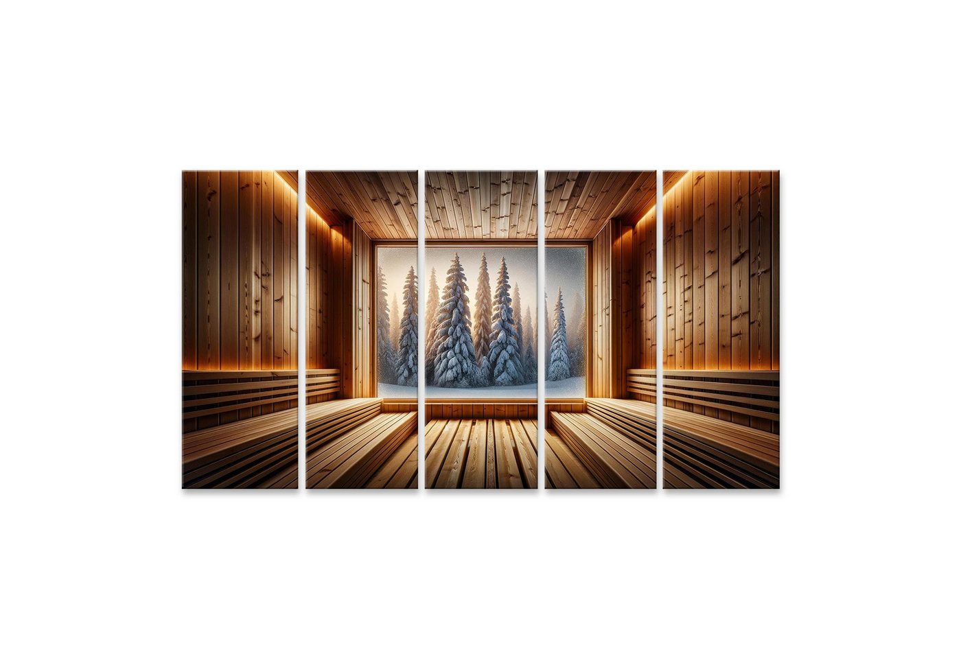 islandburner Leinwandbild Winterzauber durch Sauna mit Fenster - Ruhe und Wärme im Einklang von islandburner