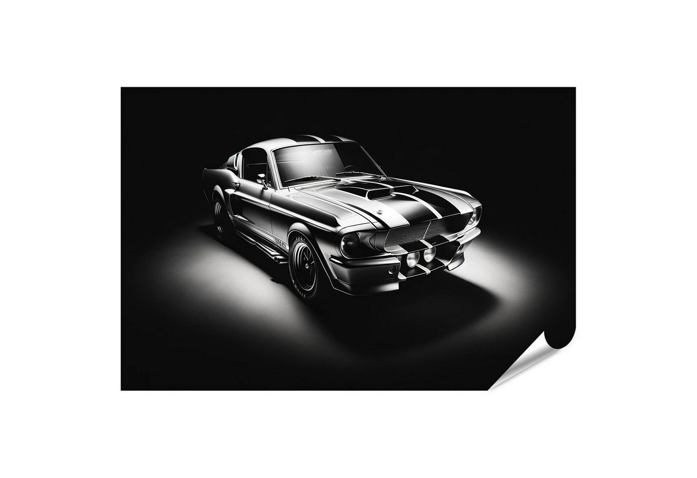 islandburner Poster Kontrastreiches Bild eines klassischen Muscle-Cars Schwarz-Weiß von islandburner