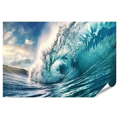 islandburner XXL Bild Poster Nahaufnahme Kristallklare Welle Wasser Rohr Sonnenuntergang Perfekt Ozean Ai Gen Premium Bilder Fotodruck JDXA-PKL von islandburner