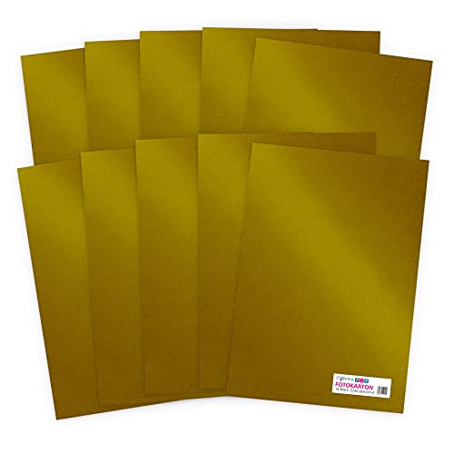 itenga Fotokarton 10 Blatt A4 300 g/qm - Tonpapier Tonkarton Druckerpapier Bastelpapier Bogen durchgefärbt zum kreativen Gestalten und Basteln (gold) von itenga