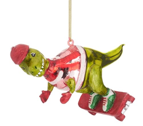 Baumschmuck Dinosaurier auf Skateboard - Baumkugel Dino, Weihnachtsdeko, Christbaumkugel, Christbaumschmuck, Weihnachten von itsisa