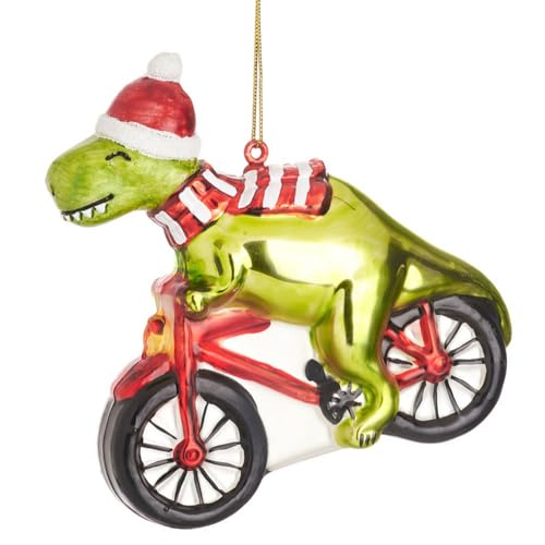 Baumschmuck Dinosaurier mit Fahrrad - Baumkugel Dino, Weihnachtsdeko, Christbaumkugel, Christbaumschmuck, Weihnachten von itsisa