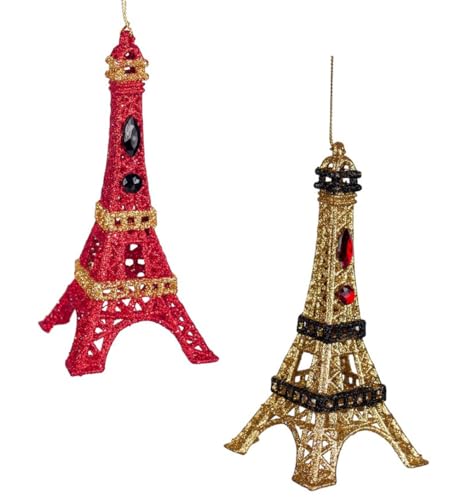 Baumschmuck Eiffelturm (2er Set), rot Gold - Paris - Baumkugel, Weihnachtsdeko, Christbaumkugel; Weihnachten von itsisa