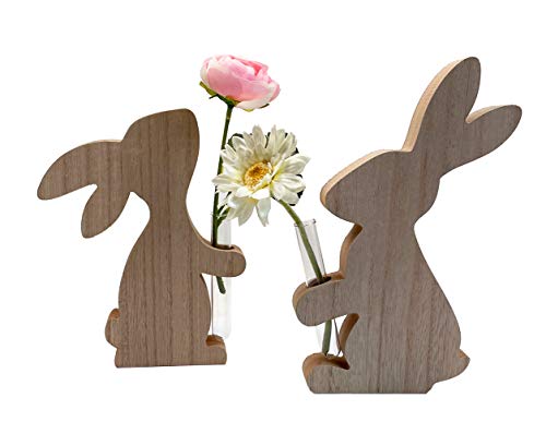 Hase mit Vase (2er Set), H: 19-22,5 cm Frühlingsdeko, Deko Hase, Osterdeko, Osterhase von itsisa