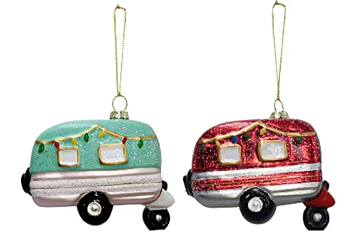 Baumschmuck Wohnwagen (2er Set) - Baumkugel Caravan, Camping Weihnachtsdeko, Christbaumkugel von itsisa