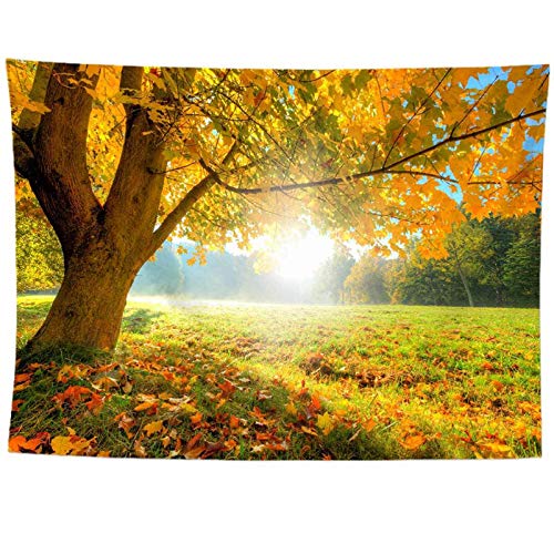 izielad Herbst Wald Baum Gelb Blatt Wandbehang Wandteppich für Schlafzimmer Wohnzimmer Party Wohnheim Kunst Dekor 180X230CM 70.8X90.5IN von izielad
