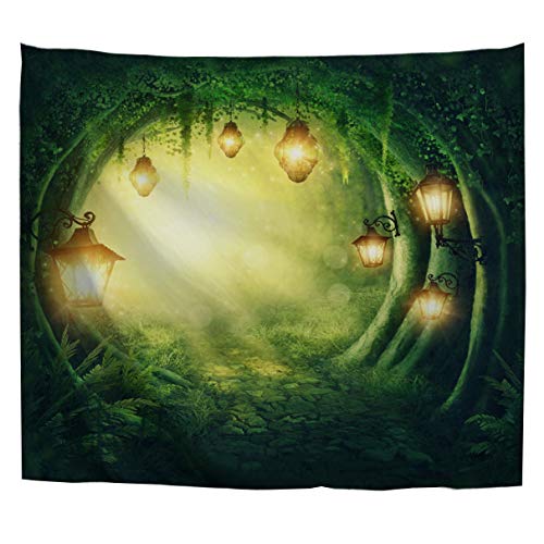 izielad Mystische Märchen Baum Wandteppich Wandbehang Mysterious Märchen Wald Baum Mystische Lichter Laterne Wand Dekor Kunst Wandteppiche für Schlafzimmer Wohnzimmer College Dorm 153x130cm 60"x51" von izielad