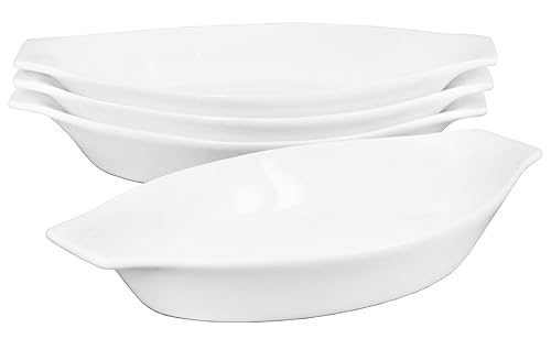 jinsongdafa Porzellan Oval Auflaufform mit Griffe französisches weißes Keramik Backgeschirr Set mit Deckel, mikrowellen- spülmaschinen- ofen- und kühlschrankgeeignet (16.5 x 8.6 x 2.5 cm) von jinsongdafa