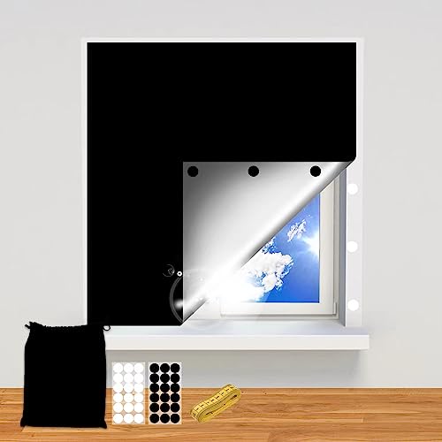 3Mx1.45M DIY Fenster Verdunkelung Sonnenschutz Silberbeschichtung Dachfenster Verdunklungsstoff, 100% lichtundurchlässig Verdunkelungsrollo ohne Bohren Hitzeschutzrollo für Velux & Roto-Fenster von johgee