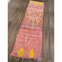 Pinky Rautenmuster Beni Ourain Teppich, 2, 7 X 9, 8 Fuß Alter Berber Teppich von jozefberberrugs