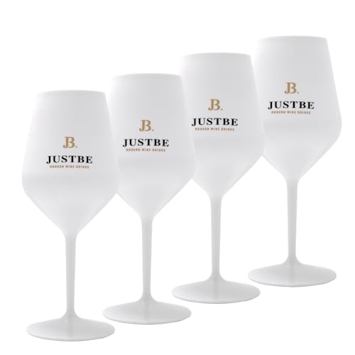 JustBe Trinkkelch aus bruchsicherem Acrylglas | Sekt-Gläser Premium Weiß | 4 Stück von just be