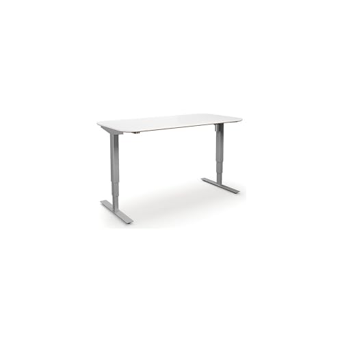 kaiserkraft | Schreibtisch Atlanta Trend | elektrisch höhenverstellbar | gerade | abgerundete Ecken | BxT 1400 x 800 mm | weiß/Silber von kaiserkraft