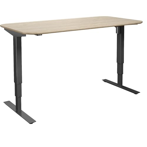 kaiserkraft | Schreibtisch Atlanta Trend | elektrisch höhenverstellbar | gerade | abgerundete Ecken | BxT 1600 x 800 mm | Eiche/schwarz von kaiserkraft