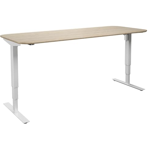 kaiserkraft | Schreibtisch Atlanta Trend | elektrisch höhenverstellbar | gerade | abgerundete Ecken | BxT 1800 x 800 mm | Eiche/weiß von kaiserkraft