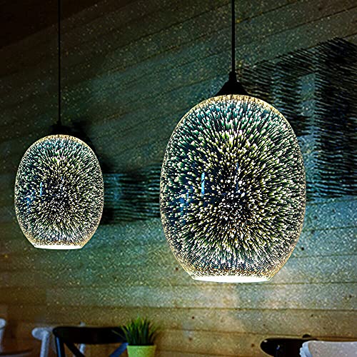 kangten Pendelleuchte, Kreativ 3D Feuerwerk Deckenlampe Modernes Bunte Glas Hängeleuchte E27 220V Kronleuchter Beleuchtung für Wohnzimmer Esszimmer (Ohne Glühbirne) von kangten