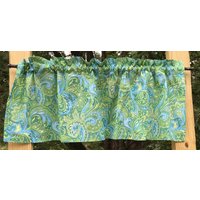 Grün Blau Floral Paisley Volant Wohnzimmer Den Küche Bad Bauernhaus Baumwolle Vorhang von karensbedandbath
