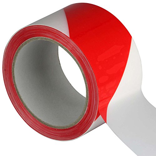 Extra breit und extra lang: Absperr- Klebeband Warnband für Gefahrenbereiche 50 mm x 66 m rot/weiß links von kaufdeinschild