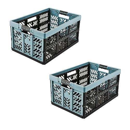 keeeper 2x Stabile Profi-Klappboxen mit Soft-Touch Griffen, 45 l, Ben, Nordic Blue (Blau) von keeeper