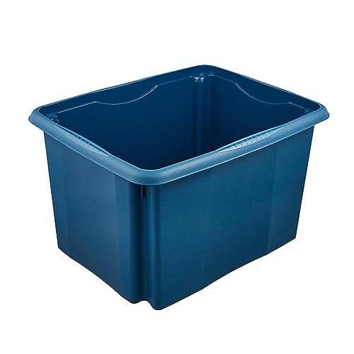 keeeper Aufbewahrungsbox mit Dreh-/Stapelsystem, 44,5 x 34,5 x 27 cm, 30 l, Emil Eco Line, Eco-Blau von keeeper