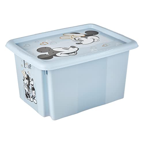 keeeper Micky Maus Aufbewahrungsbox mit Deckel, Dreh- und stapelbar, Für Kinder, 15 l, Karolina, Cloudy Blue von keeeper