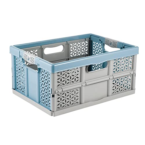 keeeper Stabile Profi-Klappbox mit Soft-Touch Griffen, 48,5 x 35 x 23,5 cm, 32 l, Lea, Nordic Blue von keeeper