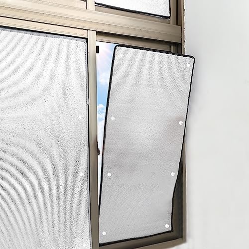 Wärmereflektierende Fensterfolie,8mm Dicke Doppel Aluminium Isolierfolie Thermofolie,UV-Schutz Sonnenschutzfolie Fenster Innen oder Außen,Sichtschutzfolie Scheibentönungsfolie (70x120cm/28''x47'') von kefu01