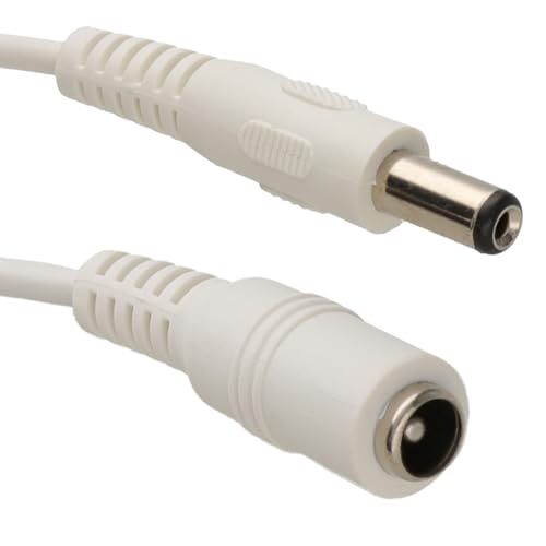 kenable 5,5 x 2,1 mm DC Strom Stecker Zum Buchse Videoüberwachung CCTV Verlängerung Kabel 1,5 m Weiß [1.5 Meter/1,5m] von kenable
