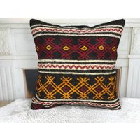 Boho Ethno Kissen, Stickerei Kelim Home Design Bankkissen, Kissen Für Bett, Wolle Bezug, 20x20 Zoll 3345 von kilimpillowkingdom