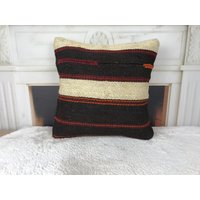 Kelim Kissen, Nomaden Kissenbezug, Vintage Boho Chic Nackenkissen, 16x16 Zoll 4751 von kilimpillowkingdom