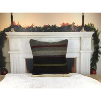 Kelim Kissenbezug, Kissen Für Sofa, Schwarzes Kelimkissen, Bauernkissen, 18 X 4395 von kilimpillowkingdom