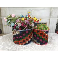 Organizer Korb, Mittelgroßer Blumenkorb, Blumenhalter, Korb Für Deko, Schreibtisch Dekor, Moderner Übertopf, Hängender Lufttopf, Wandtopf, Ph 2103 von kilimpillowkingdom