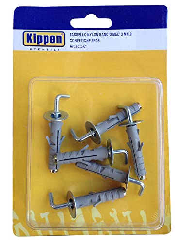 kippen 9023K1 Set bestehend aus 6 Dübeln zur Erweiterung von 9 mm mit mittleren Haken von kippen