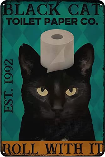 Lustiges Metallschild, Toilettenpapier, Co-Rolle mit It, Liebeskatze, Retro-Dekor, Kunstschild, Zuhause, Küche, Bar, Café, Club, Höhle, Wanddekoration, Katze, Blechschild, 20,3 x 30,5 cm von kisoyo