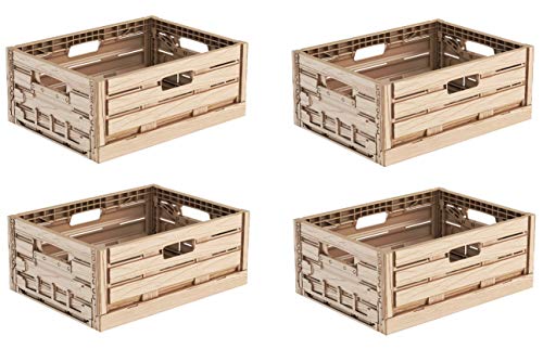 4x Faltbox im Holzdesign 40x30x16 * Klappbox für Obst, Gemüse * Obstkiste Gemüsekiste Holz Optik von kistenkind