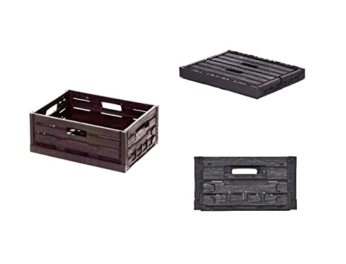 Faltbox in Holzoptik 40x30x16 dunkelbraun * schwarz Klappbox für Obst, Gemüse * Obstkiste Gemüsekiste Holz von kistenkind