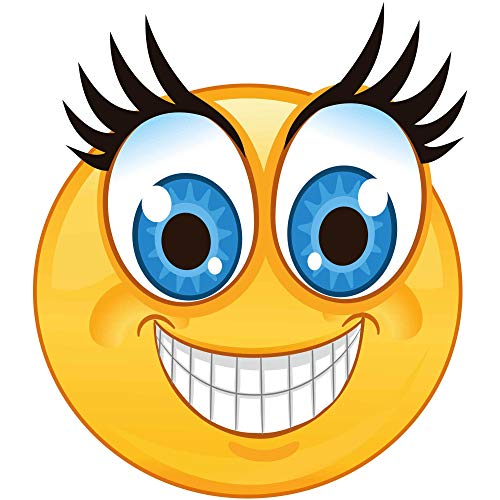 Kleberio Aufkleber lachend mit großen blauen Augen und Wimpern wetterfest für Helm Autoaufkleber Wohnmobil Mülltonnenaufkleber Wohnwagen Moped LKW Coole Sticker Set Car Sticker Aufkleber Auto 10x10 cm von kleberio