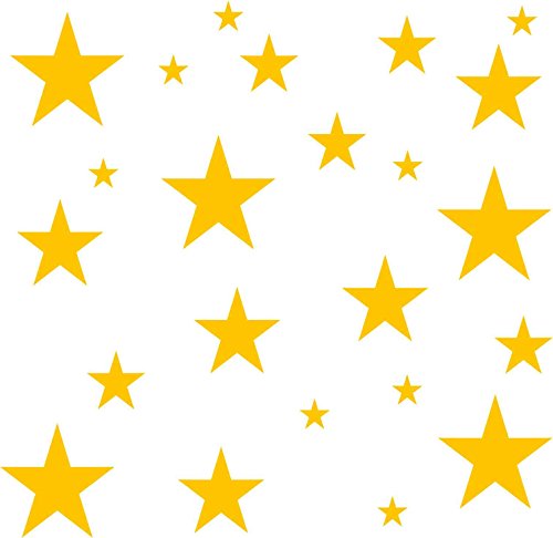 Kleberio® 50x GROßE Klebesterne Farbe: gelb GROßE: 7,5cm 10cm 14cm Aufkleber Sterne PVC-Spezialfolie von ORAFOL selbstklebend glänzend Für den Innen- und Außenbereich geeignet von kleberio
