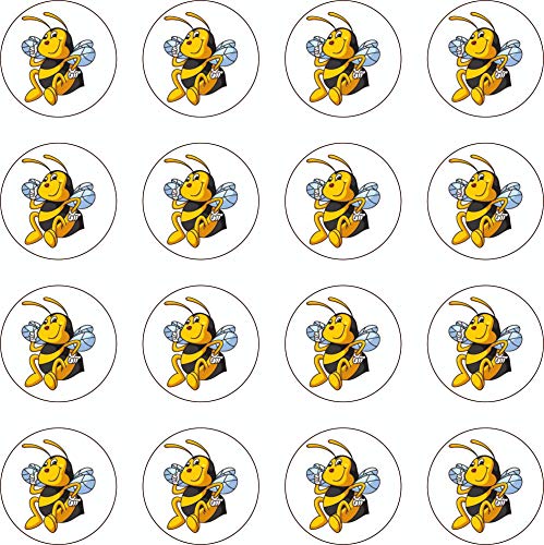 Kleberio Aufkleber rund wetterfest lachende Biene 3,3 cm Sticker Auto Motorrad 36 Stück von kleberio