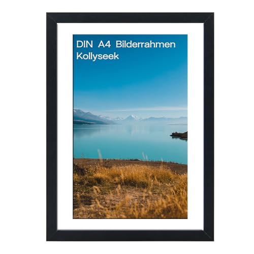 kollyseek Bilderrahmen DIN A4(21 x 29,7 cm) aus MDF und Plexiglas-Schwarz Bilderrahmen holz,zum Aufhängen & Aufstellen, Wohnzimmer zum Stellen und Hängen, Schwarz Dekorahmen von kollyseek