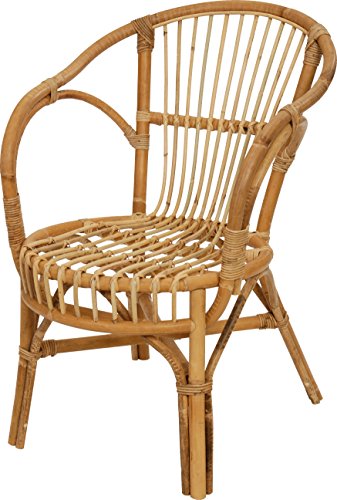 Klassischer Flecht-Sessel im skandinavischem Stil/Korb-Stuhl aus Natur-Rattan (Ungeschält Natur) von Korb-Outlet