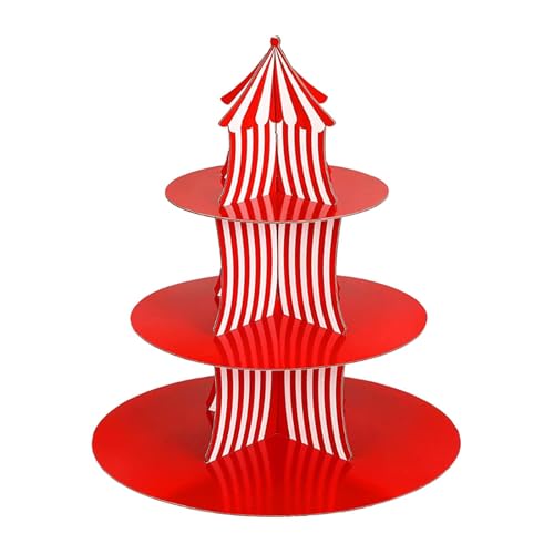 kowaku Carnival Cupcake-Ständer, Servierplatte, 3 Etagen, Cupcake-Ausstellungsständer, Papp-Kuchenständer für Partyzubehör, Hotelküchen von kowaku
