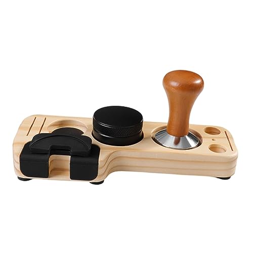 kowaku Espresso-Tamping-Matten, Kaffeegriff, Pulverholzsockel, Espresso-Tamping-Ständer-Set, Kaffee-Tamper und Verteiler für Theken, Kiefernholz 51mm von kowaku