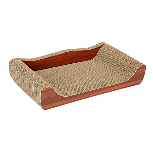 kowaku Katzenkratzbett aus Karton, groß, breit, verhindert Schäden an Möbeln, gewellt, Lounge-Couch, Katzenkratzbrett für Indoor-Katzen, Braun 50 x 27 x 9 cm von kowaku