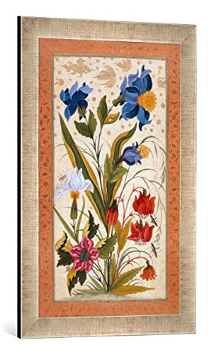 Gerahmtes Bild von AKG Anonymous Blumen/Dara Schikoh Album/ind./1633-42", Kunstdruck im hochwertigen handgefertigten Bilder-Rahmen, 40x60 cm, Silber Raya von kunst für alle