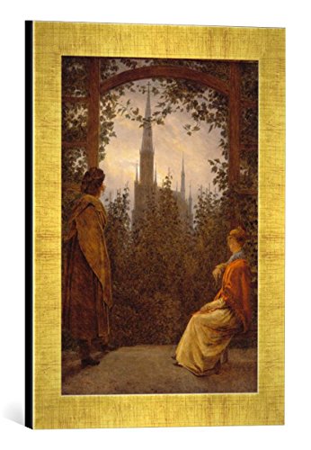 Gerahmtes Bild von Caspar David Friedrich Gartenlaube, Kunstdruck im hochwertigen handgefertigten Bilder-Rahmen, 30x40 cm, Gold Raya von kunst für alle