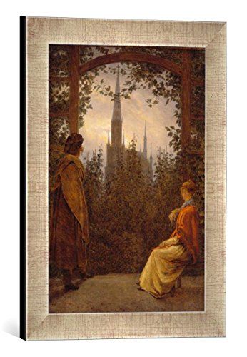 Gerahmtes Bild von Caspar David Friedrich Gartenlaube, Kunstdruck im hochwertigen handgefertigten Bilder-Rahmen, 30x40 cm, Silber Raya von kunst für alle