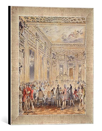 Gerahmtes Bild von Jean Michel Moreau The Younger "Feast given by Madame du Barry (1743-93) for Louis XV on 2nd September 1771 at the inauguration of the Pavillon at Louveciennes,", Kunstdruck im hochwertigen handgefertigten Bilder-Rahmen, 30x40 cm, Silber raya von kunst für alle