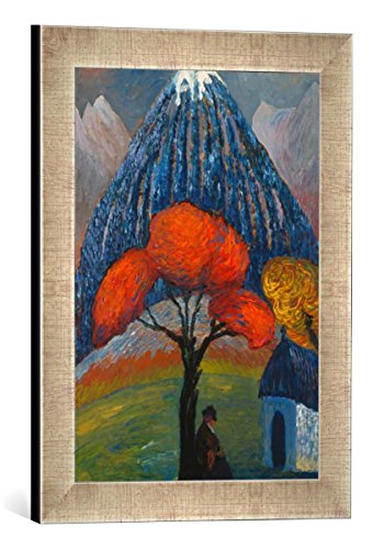 Gerahmtes Bild von Marianne von Werefkin Der rote Baum, Kunstdruck im hochwertigen handgefertigten Bilder-Rahmen, 30x40 cm, Silber Raya von kunst für alle